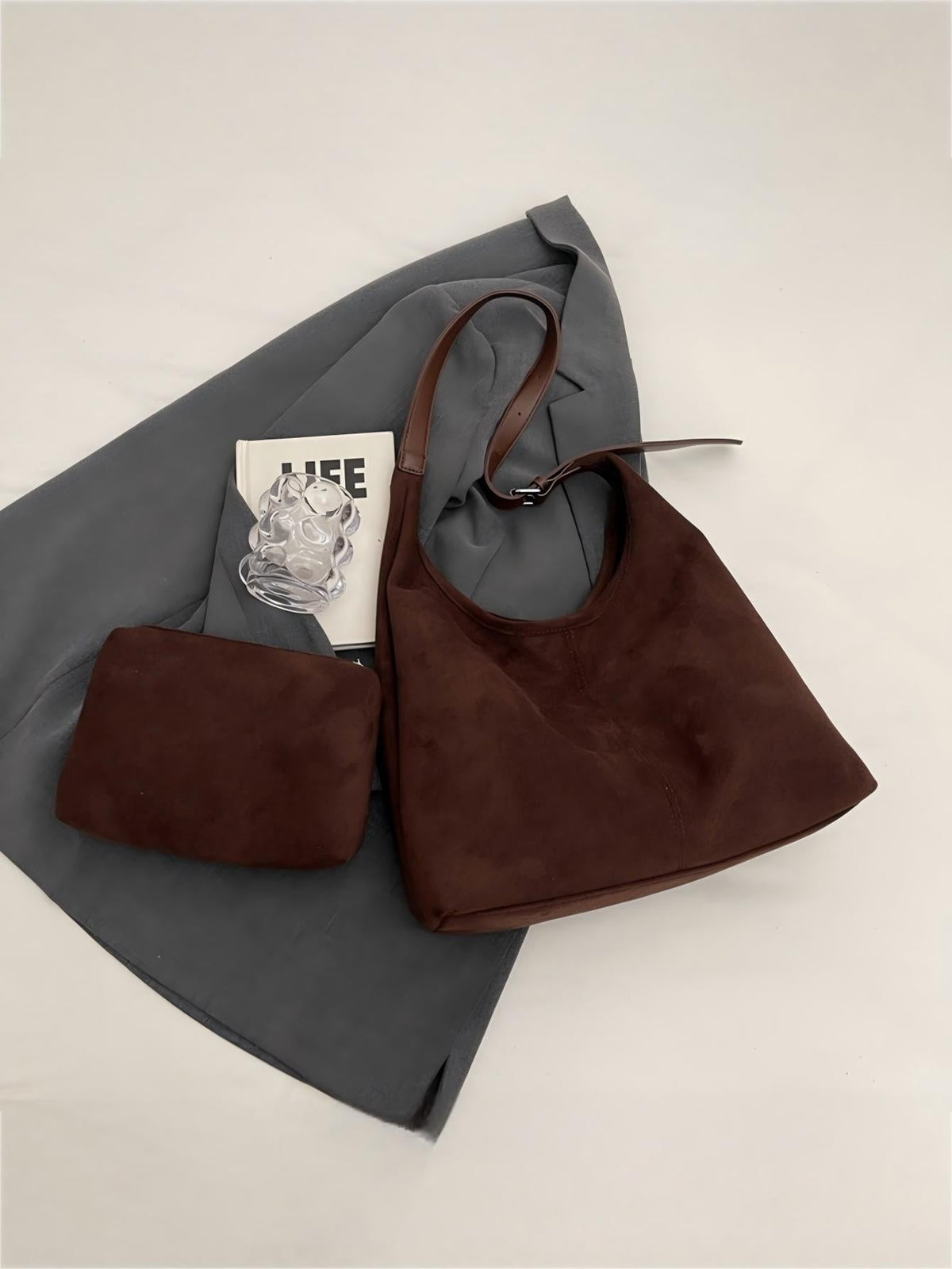 Sac bandoulière en daim grande capacité