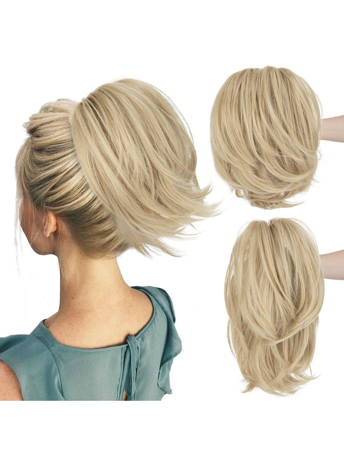 Short, Curled Ponytail Wig With Clip