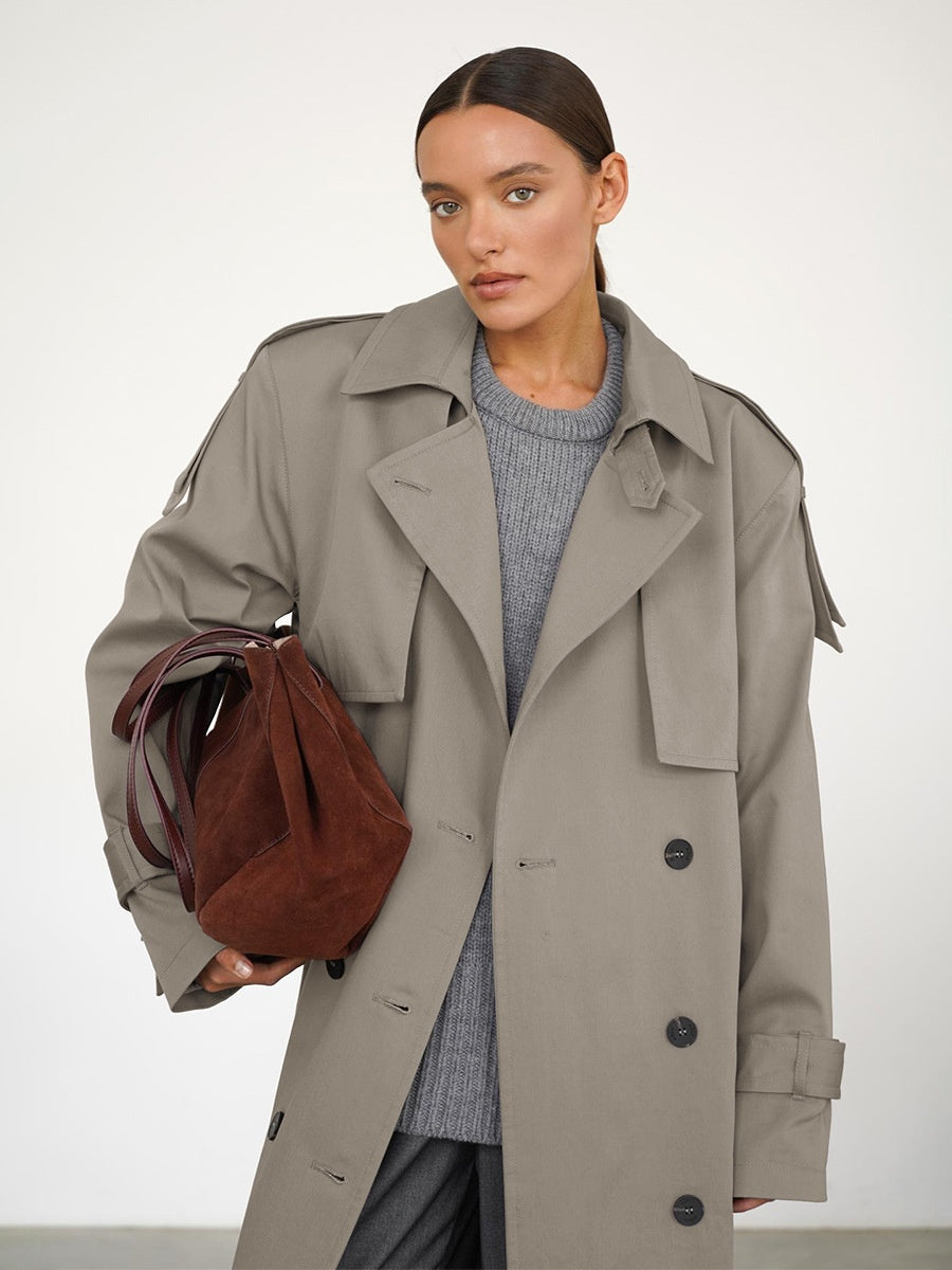 Pure Cotton Retro Loose Belted Trench Coat