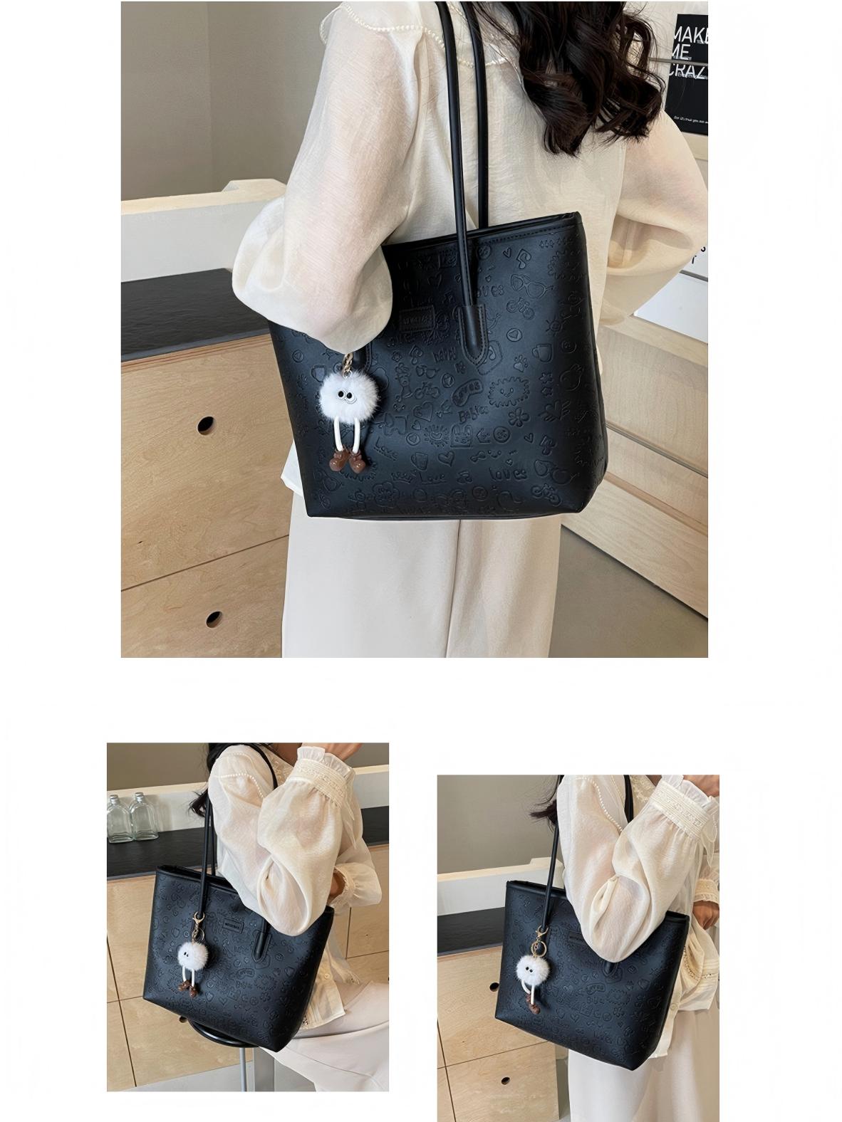 Embossed Color-block Tote Bag