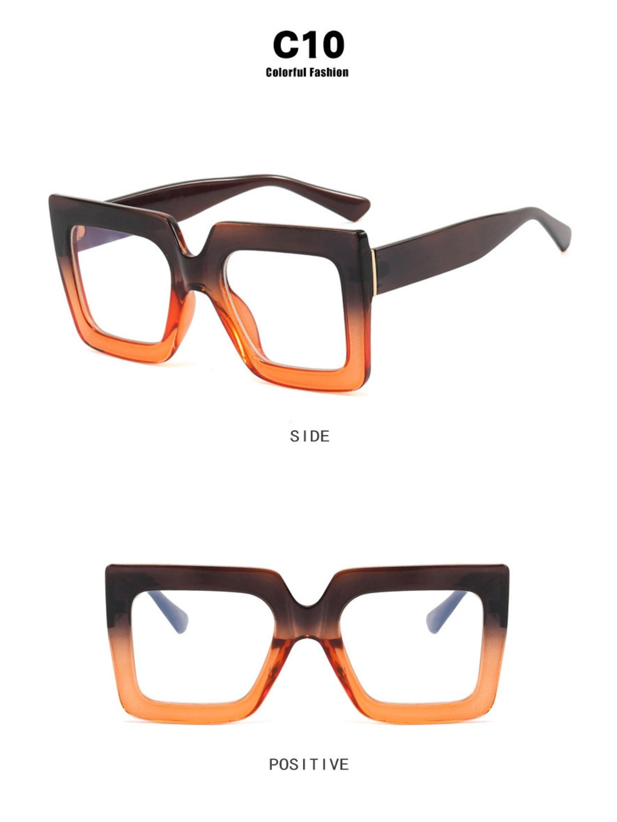 Farbblockierte, quadratische, übergroße, stylische Brille