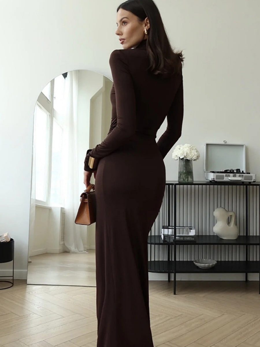 Liber Autumn Women's Slit Bandage Maxi Dresses