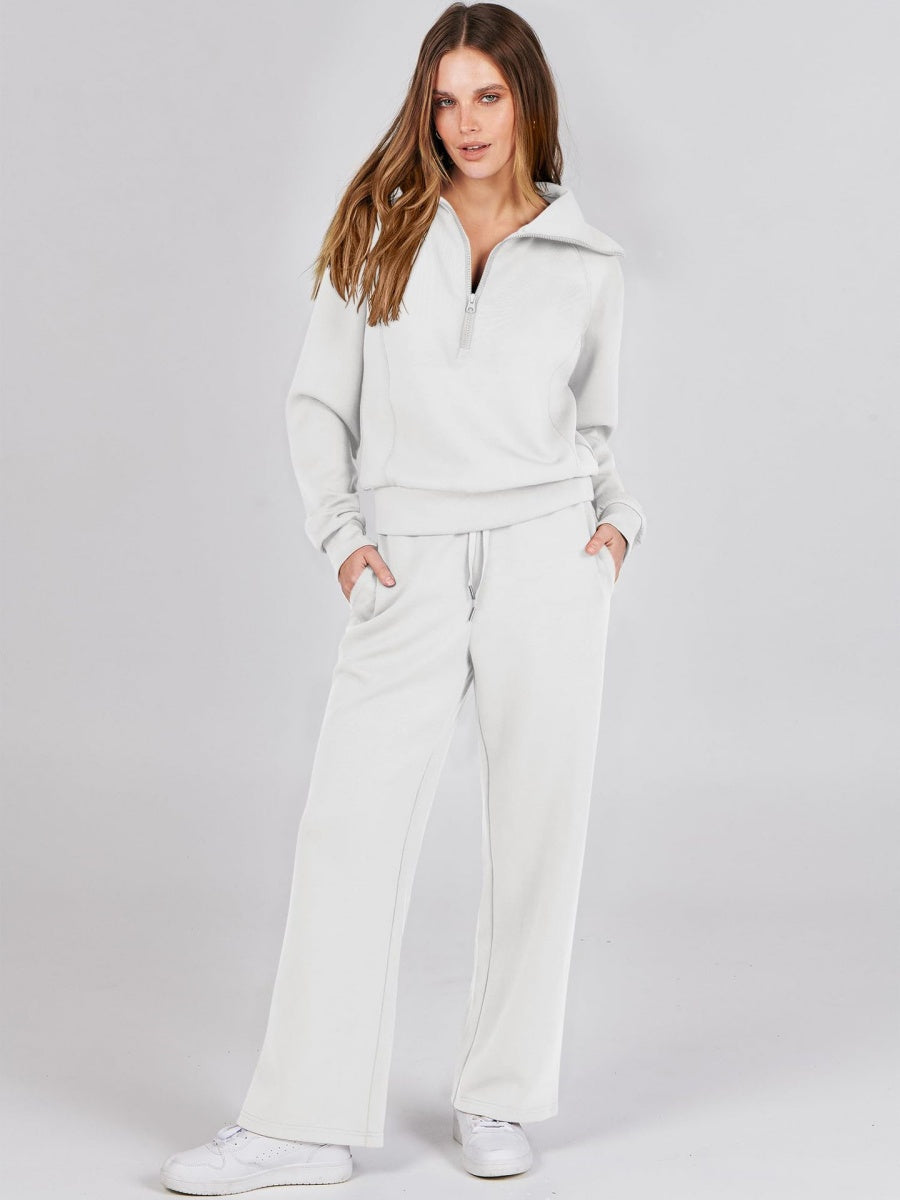 Ensembles 2 pièces Liber Automne pour femmes, fermeture éclair, couleur unie