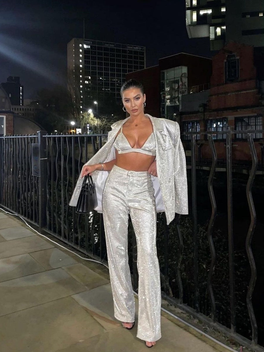 Silver Sequined Suit Jacket
