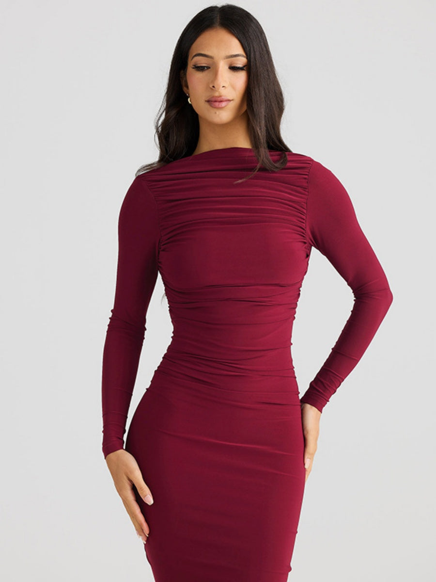 Liber Autumn Women's Backless Pleated Maxi Dresses