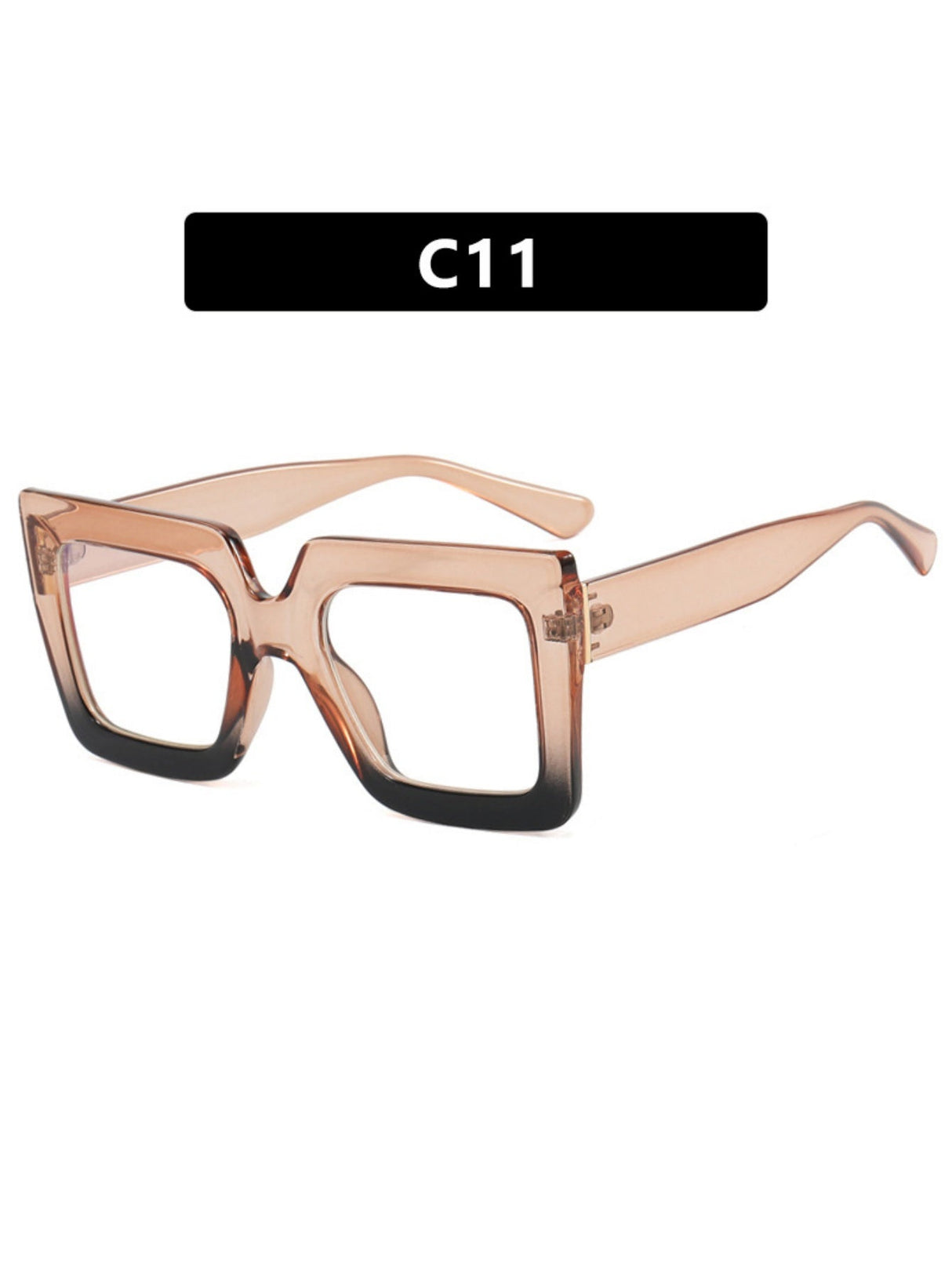 Farbblockierte, quadratische, übergroße, stylische Brille