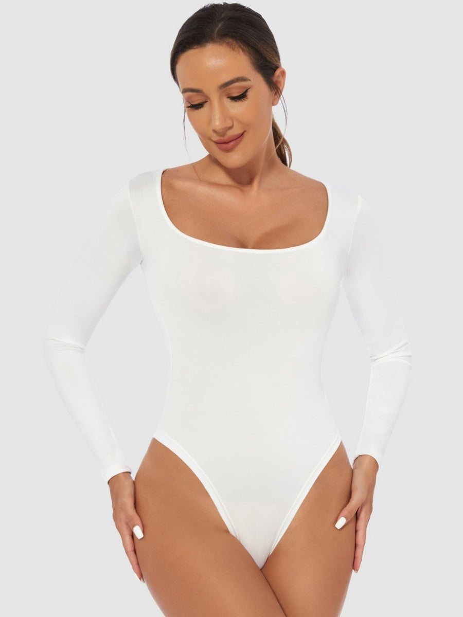 Slim Fit U-neck Long Sleeve Slimming Bodysuit