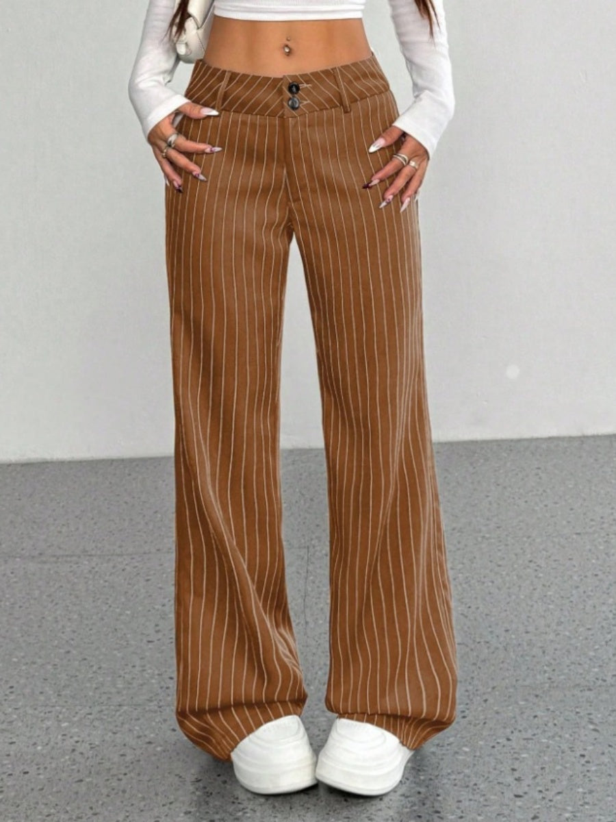 Slim Fit Stripes Trumpet Pants