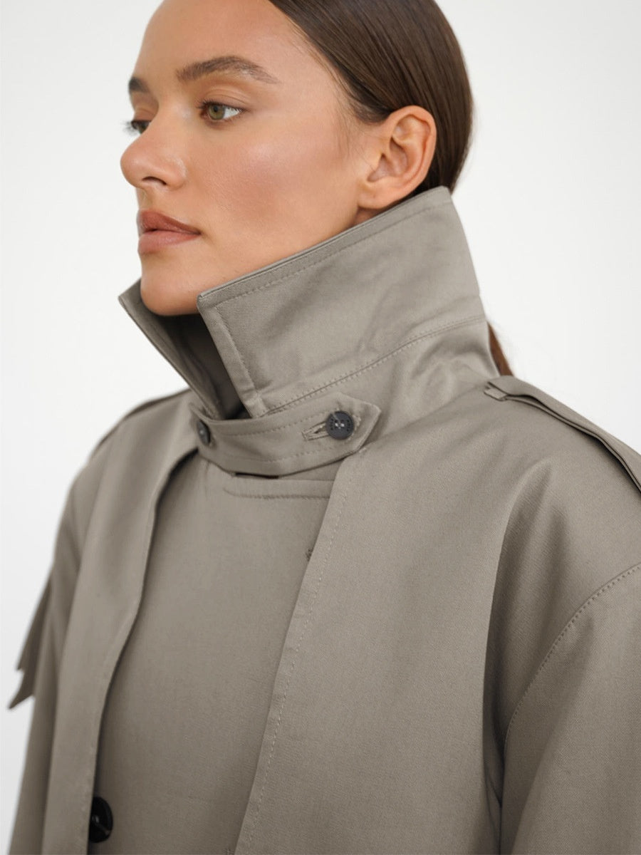 Pure Cotton Retro Loose Belted Trench Coat