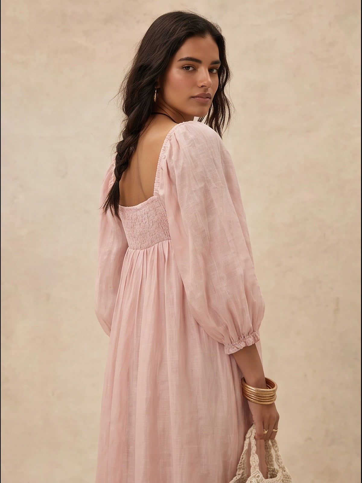Elegant Long-sleeved Resort-style Loose Dress