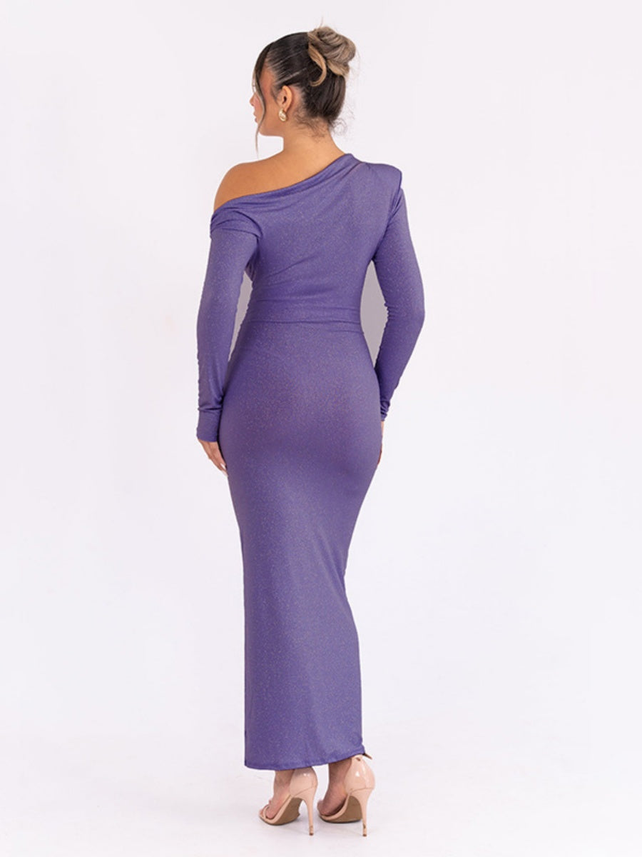 Liber Autumn Women's Pleated One shoulder Maxi Dresses