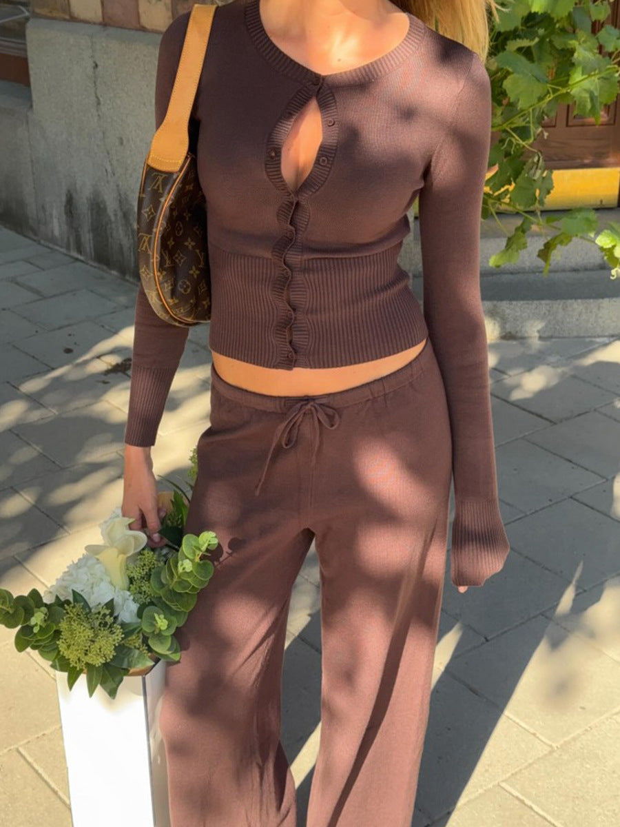 Slim-fit Knit Base Layer Sweater Knit Long-sleeved Cardigan