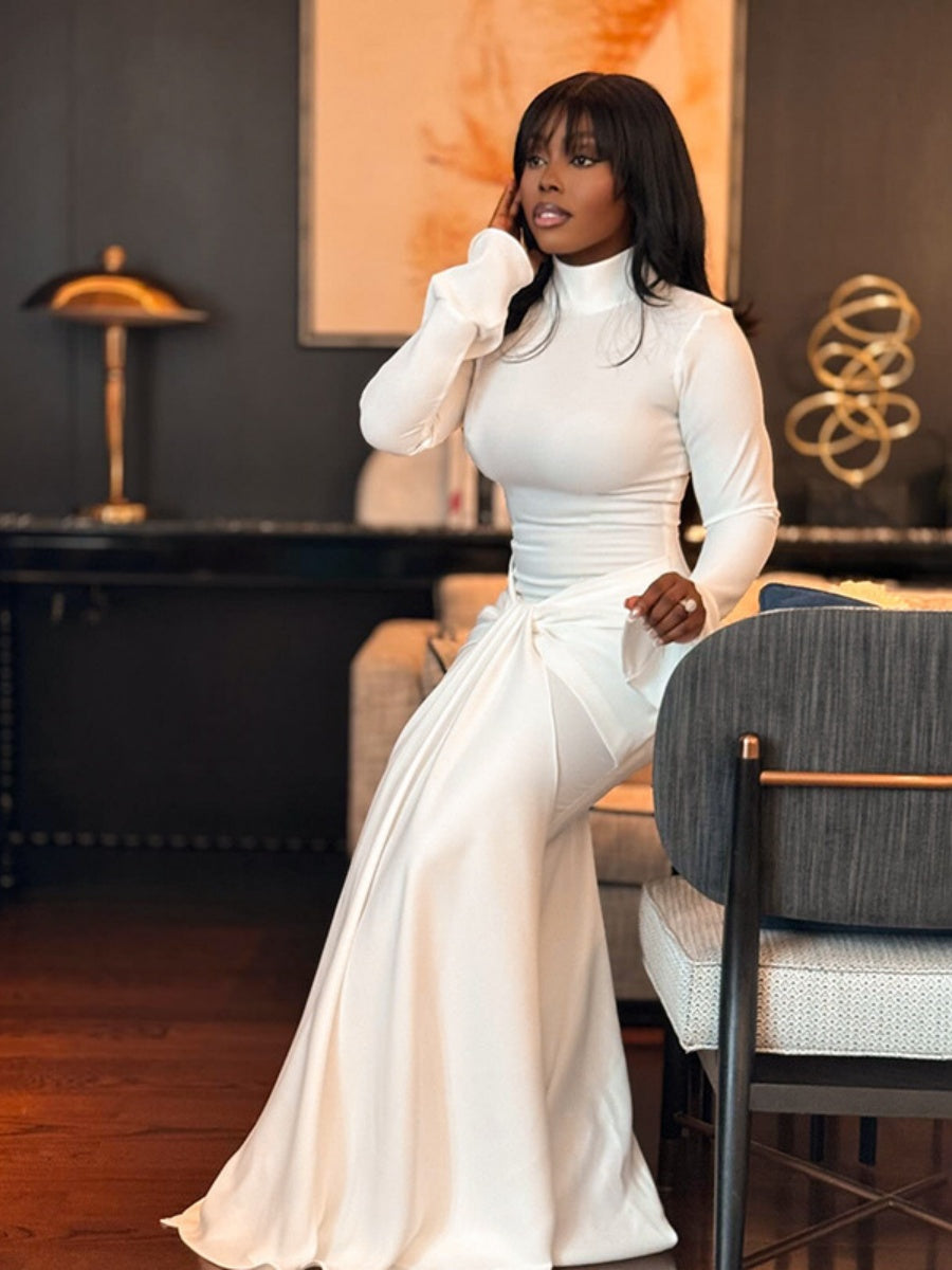 Liber Autumn Women's Bandage Bell sleeves Maxi Dresses