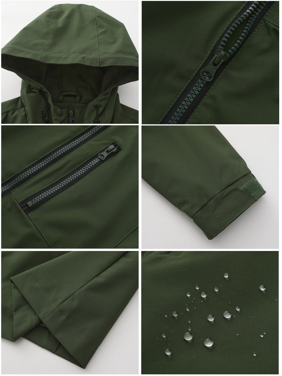 Outdoor Sports Water Proof Hooded Long Sleeve Loose Leisure Windproof Zipper Jackets