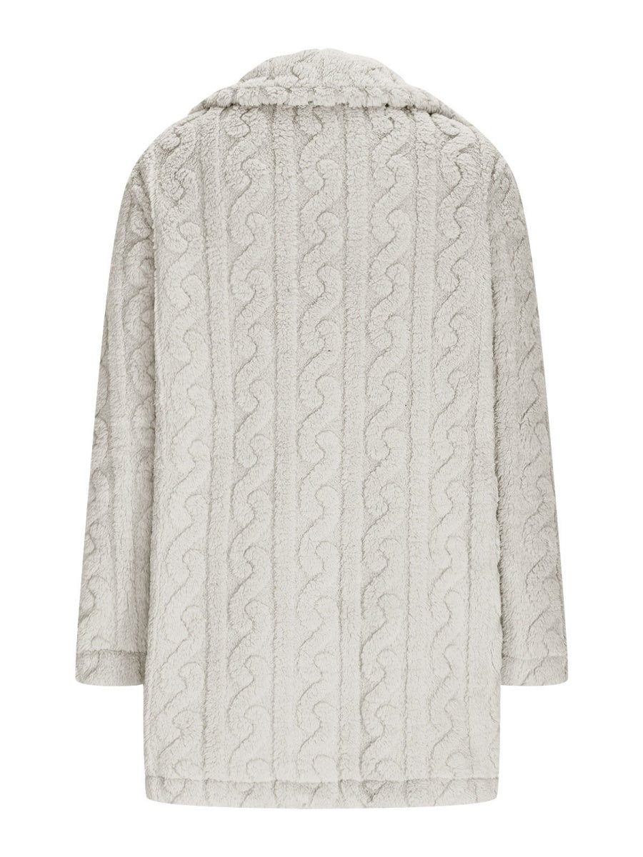 Twist Pattern Geometric Patterns Warm Blazer Collar Double-breasted Mid-length Jacket