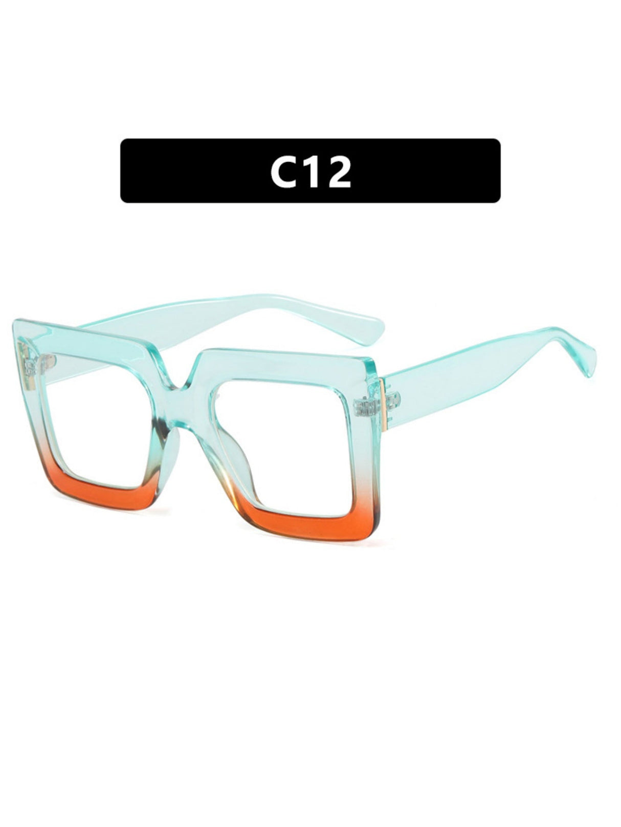 Farbblockierte, quadratische, übergroße, stylische Brille