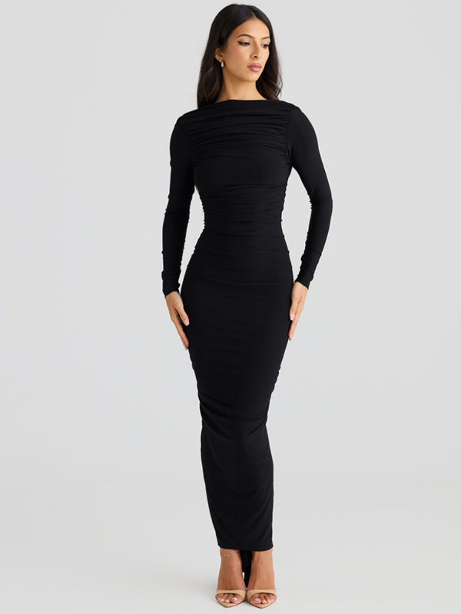 Liber Autumn Women's Backless Pleated Maxi Dresses