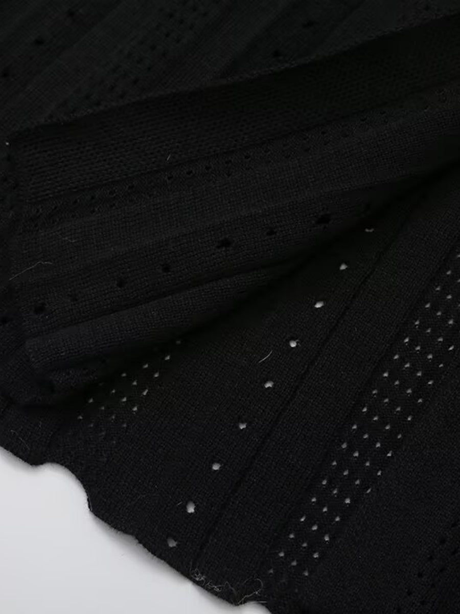 Short Sleeve Buttons Slit Knitting High Waist Workplace Maxi Dresses