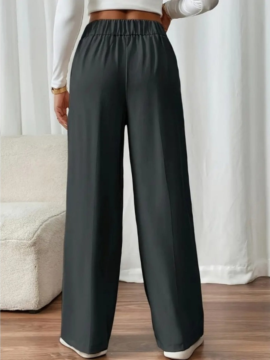 Casual High-waisted Loose Straight leg Pocket Pants