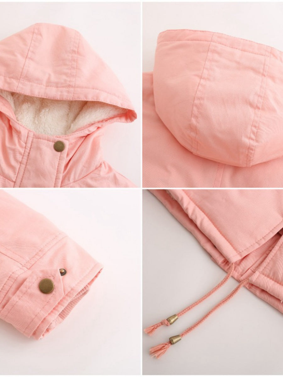 Cotton Solid Color Hooded Thick Plush Cotton Clothes