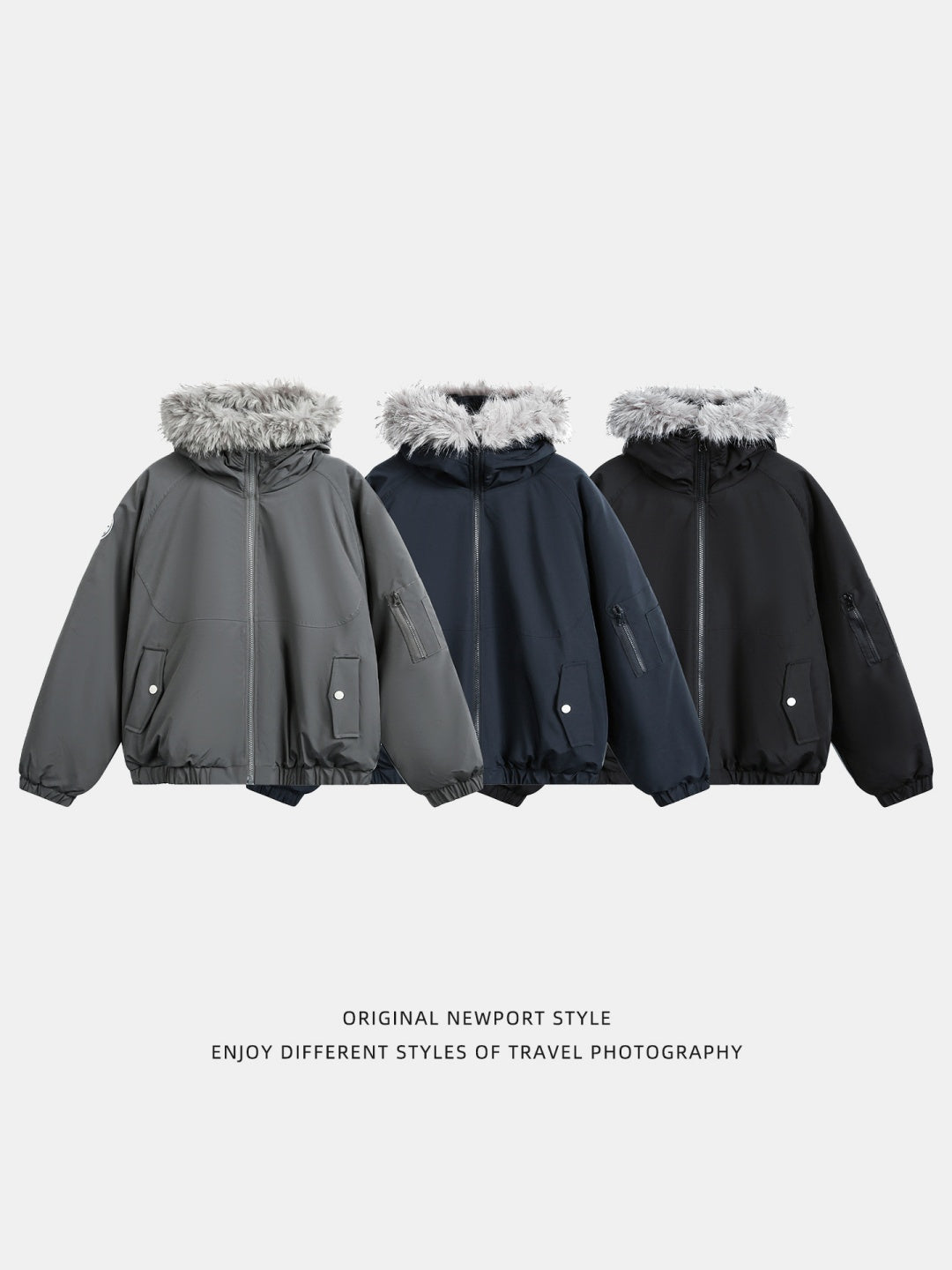 Outdoor Water-repellent Keep Warm Removable Fur Collar Thickening Hooded Parker