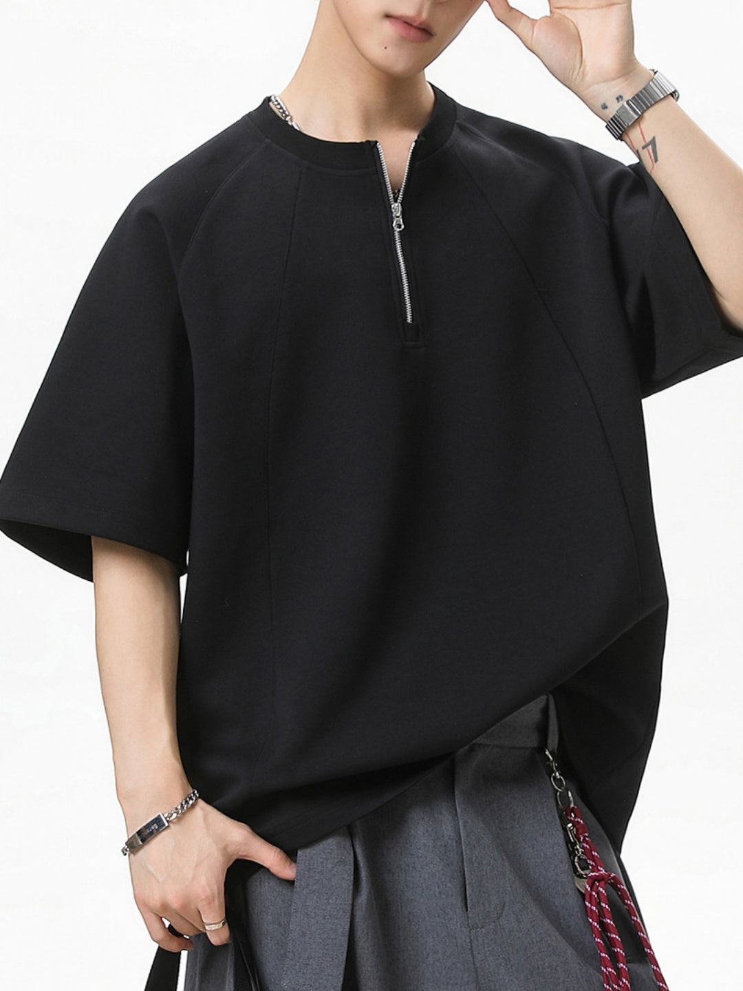 Half Zipper Stereo T-shirts