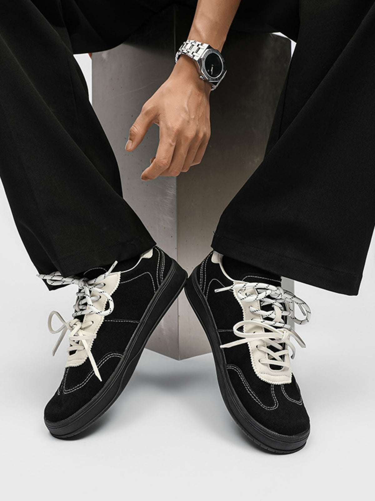 German Training Retro Color-blocked Lace-up Sneakers