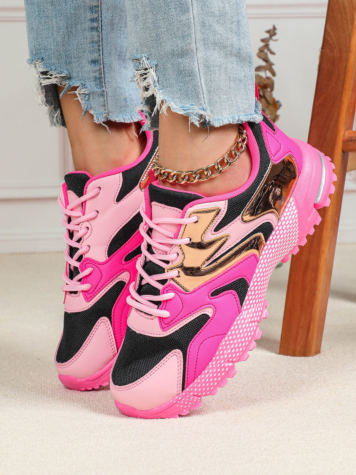 Color-blocked Platform Women's Casual Sneakers