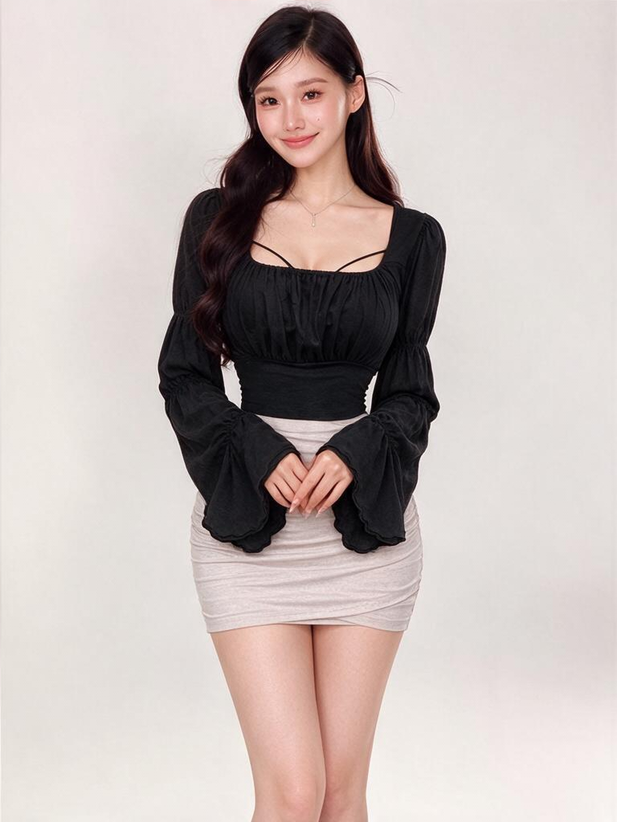 Slimming Pleated High-waisted Pencil Skirt