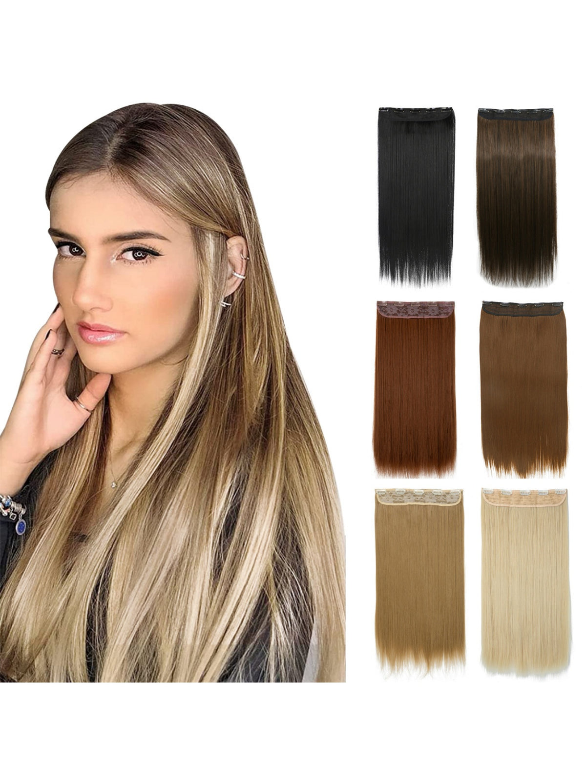 Seamless, Invisible, One-piece Long Straight Wig With Fluffy Hair
