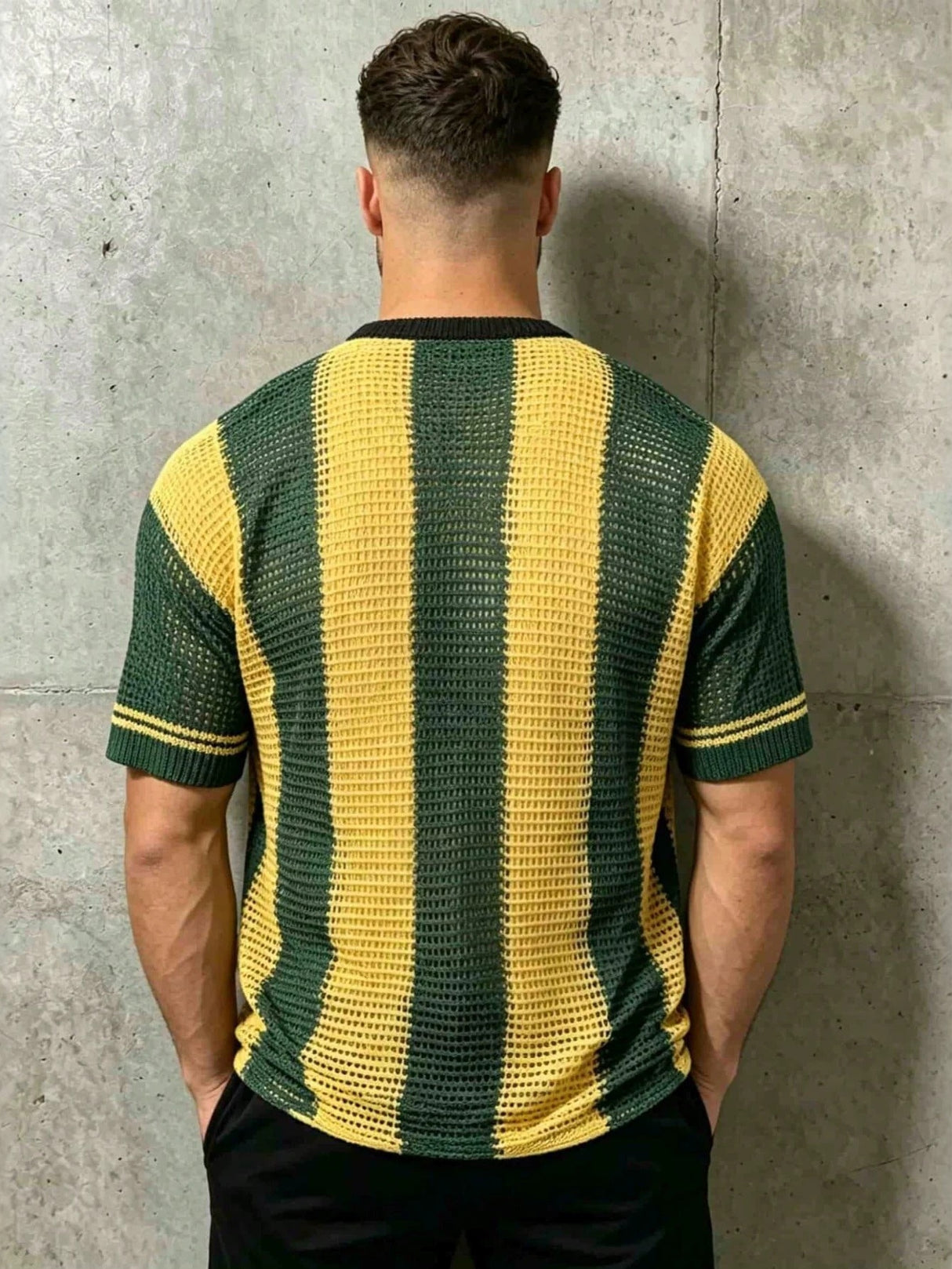 Hollow Out Stripes World Cup Knitting T-shirts
