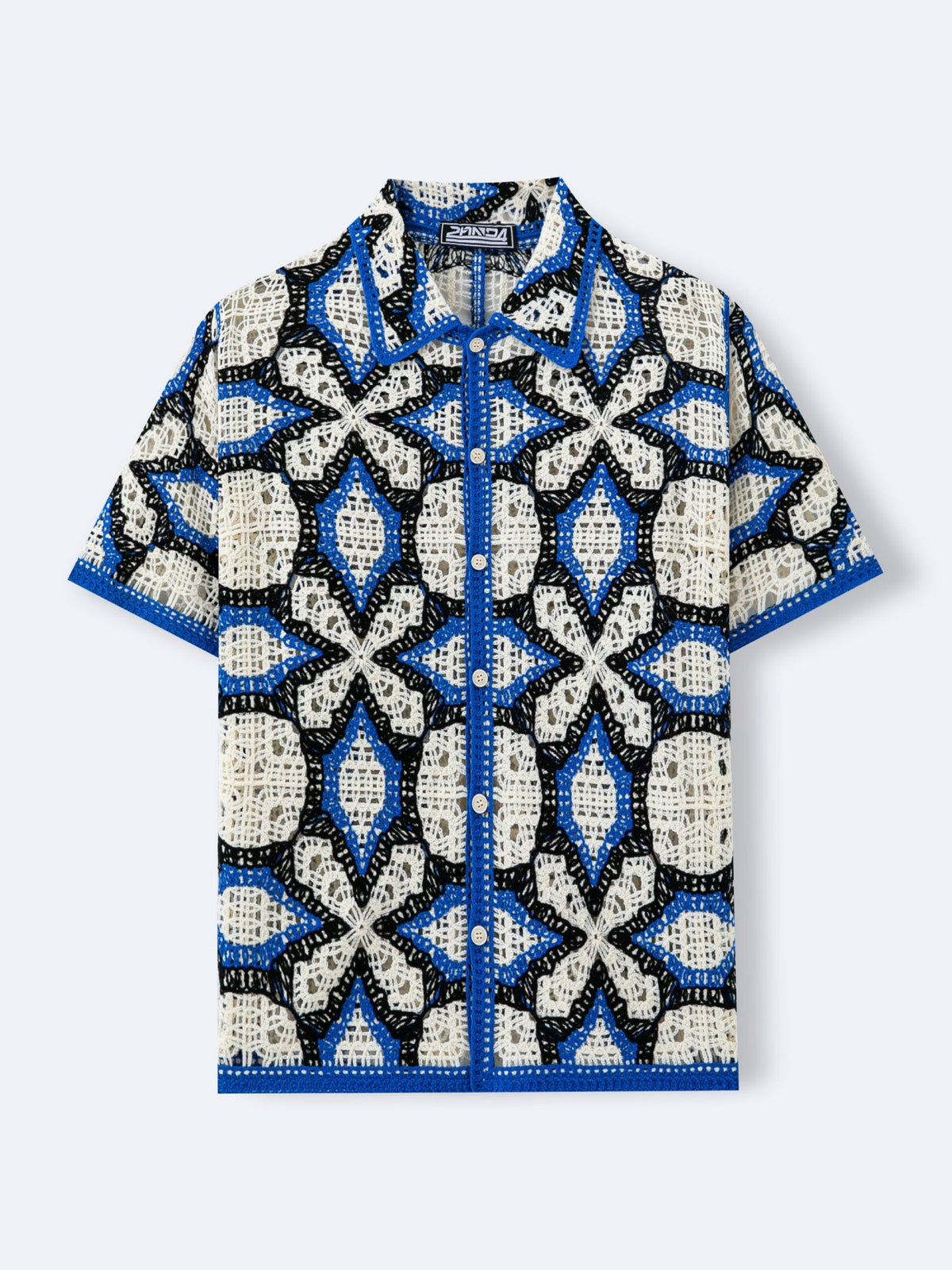 Geometry Jacquard Hollow Knitting Vacation Polo Shirts