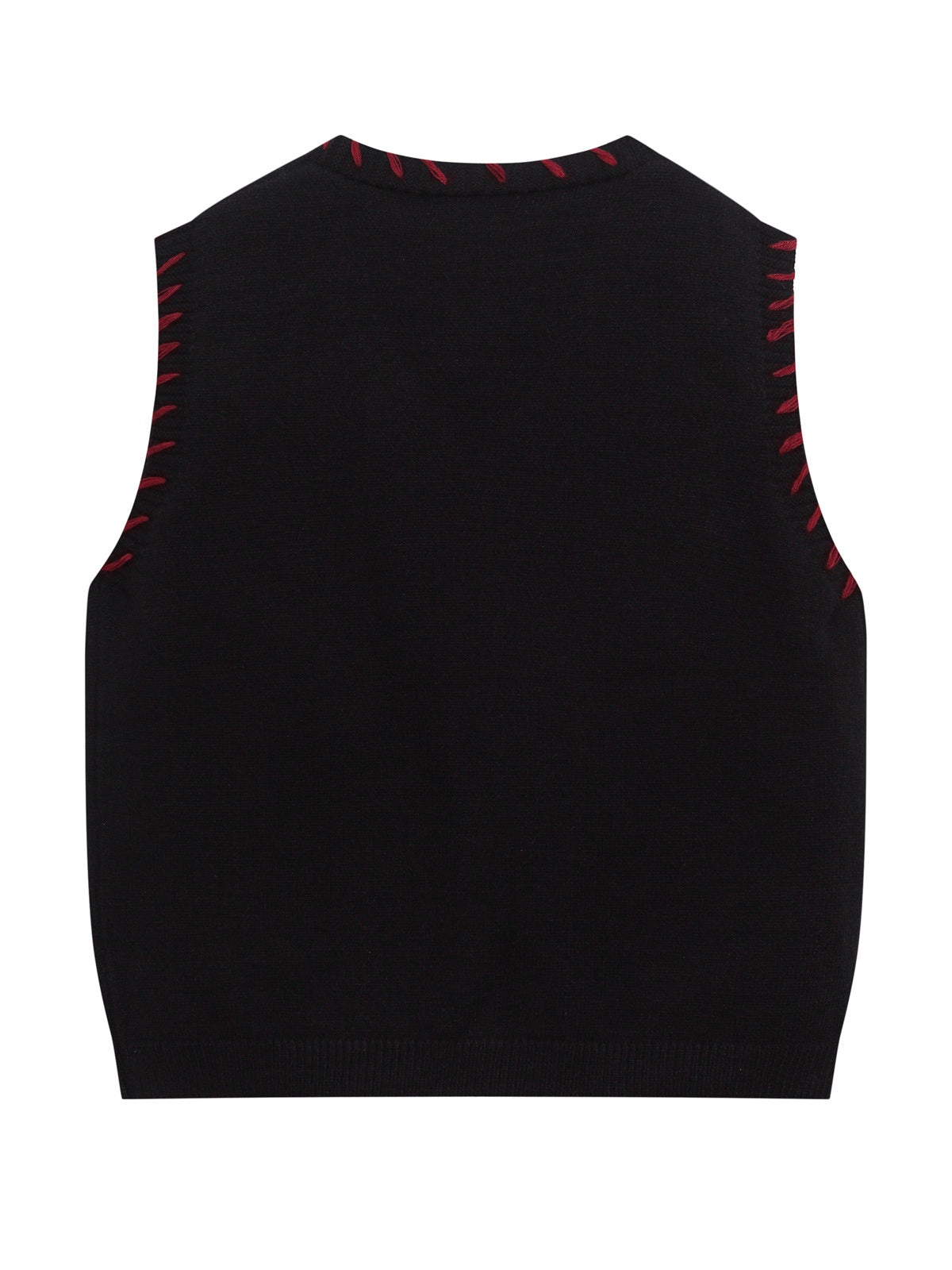 Christmas Little Bear Embroidery V-neck Layering Sweaters Vests