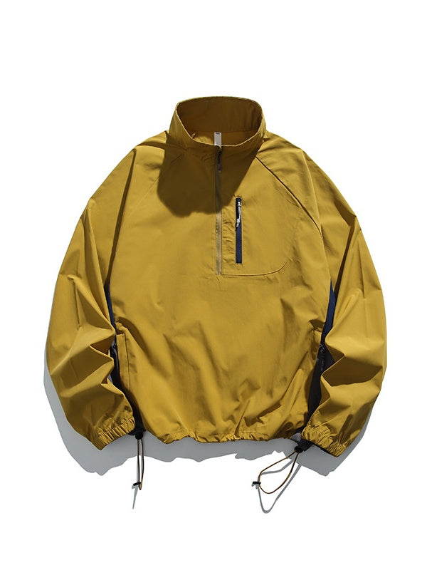 Outdoor Half Zipper Stand Collar Splicing Contrasting Colors Sports Water-repellent Jackets