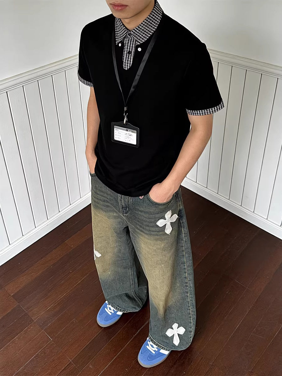 Layered-look Cleanfit Plaid Polo Shirt