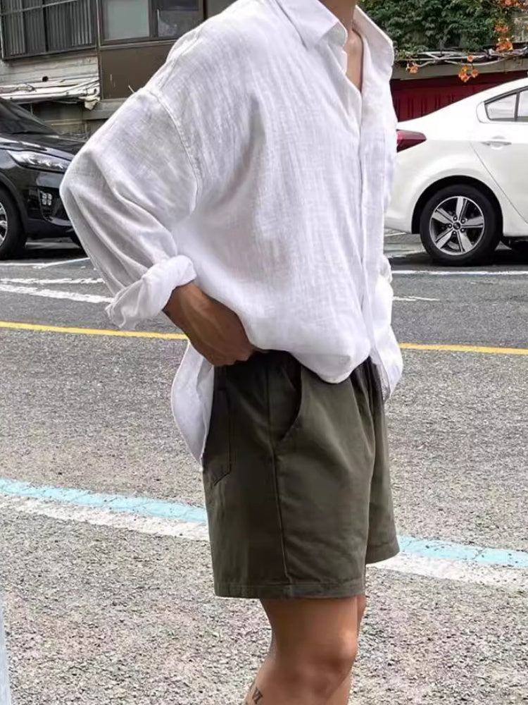 Cotton And Linen Breathable Loose-fit Lightweight Sunscreen Shirts