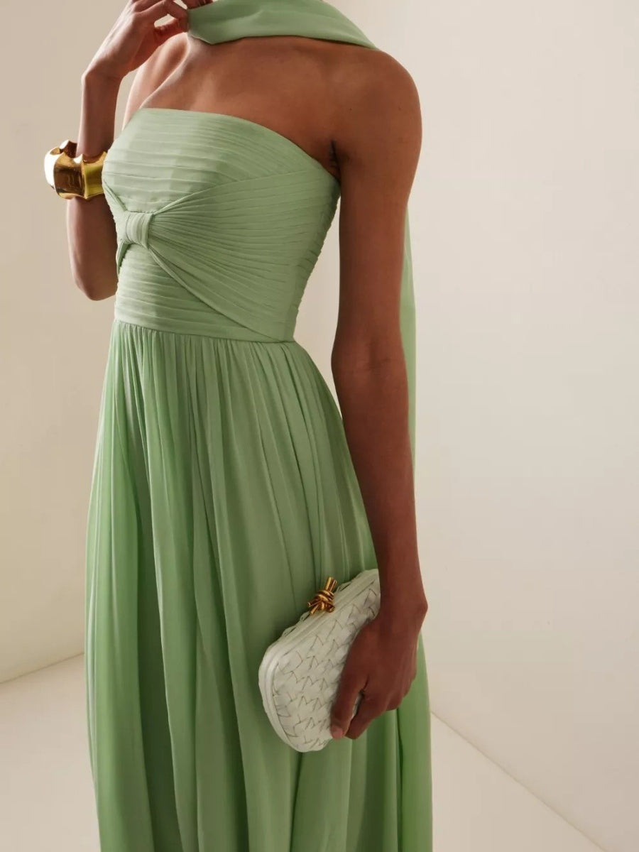 Liber Spring Women's Bandage Solid Color Tube top Maxi Dresses