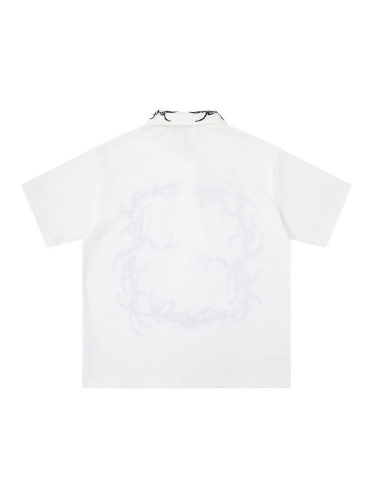 Graffiti Embroidery Loose-fit POLO Shirt