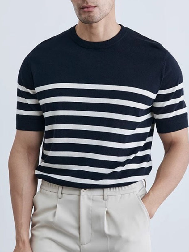 Old Money Style Stripes Slim-fit T-shirts