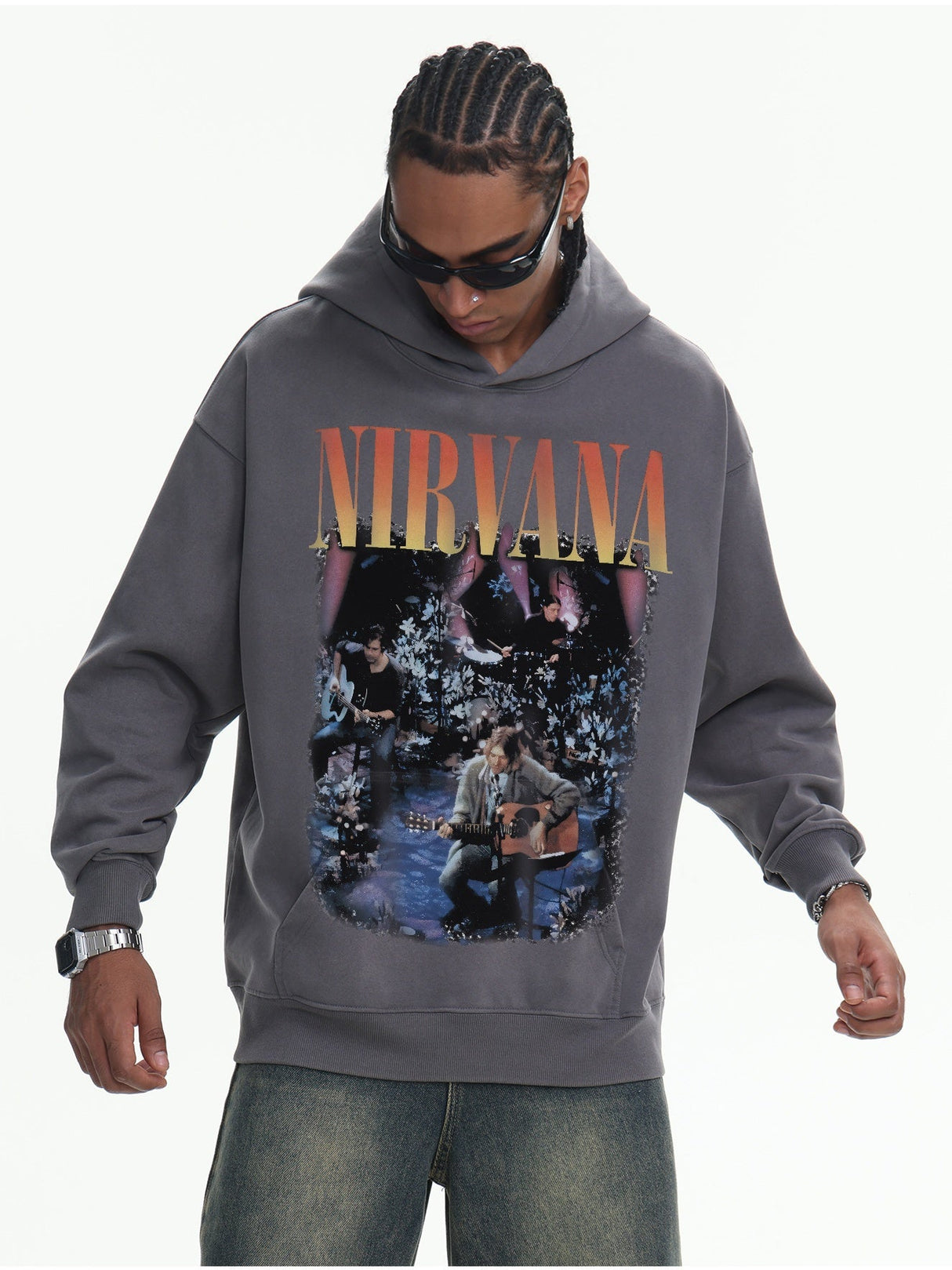 Washing Loose Terry Printed Hoodies