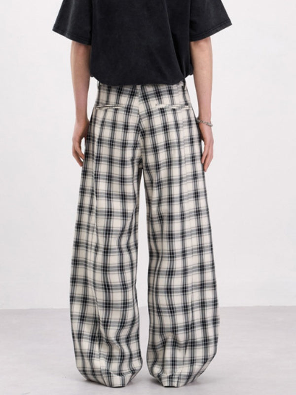 Old Money Style Plaid Machete Baggy Dress Pants Pants