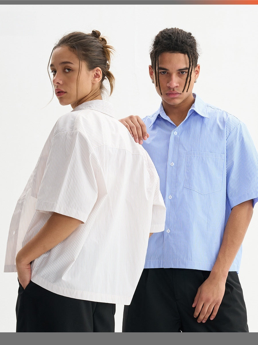 Liber Summer Men's Front pockets Stripes Shirts