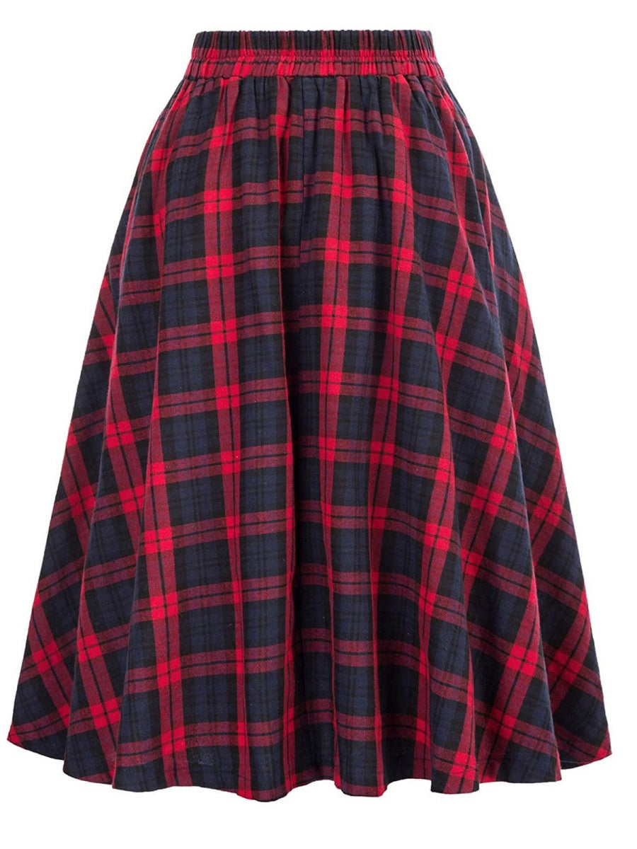 Liber Autumn Women's High waist Plaid Skirts