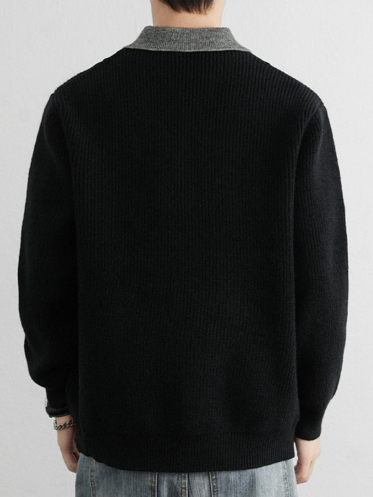 Layered-look Notch-Collar Sweater