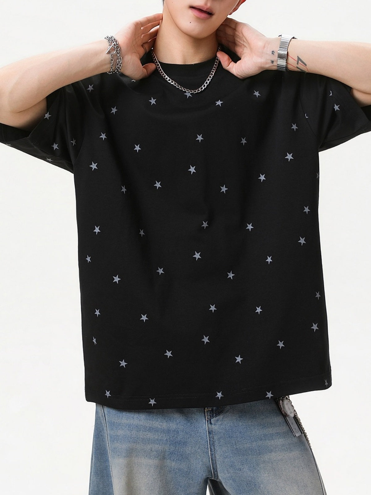 Star Printed Loose-fit T-shirts