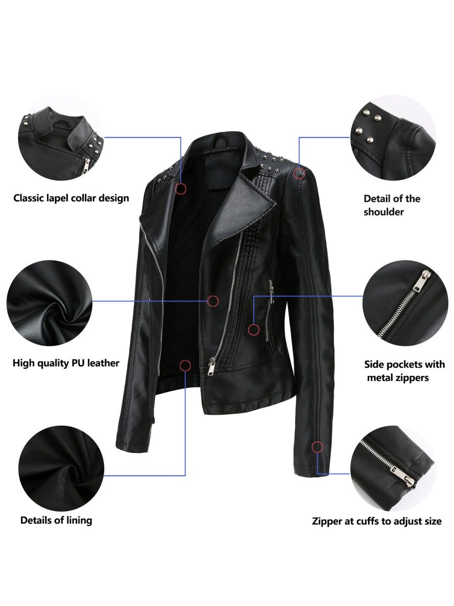 Zipper Studs Slim Fit Short Jackets