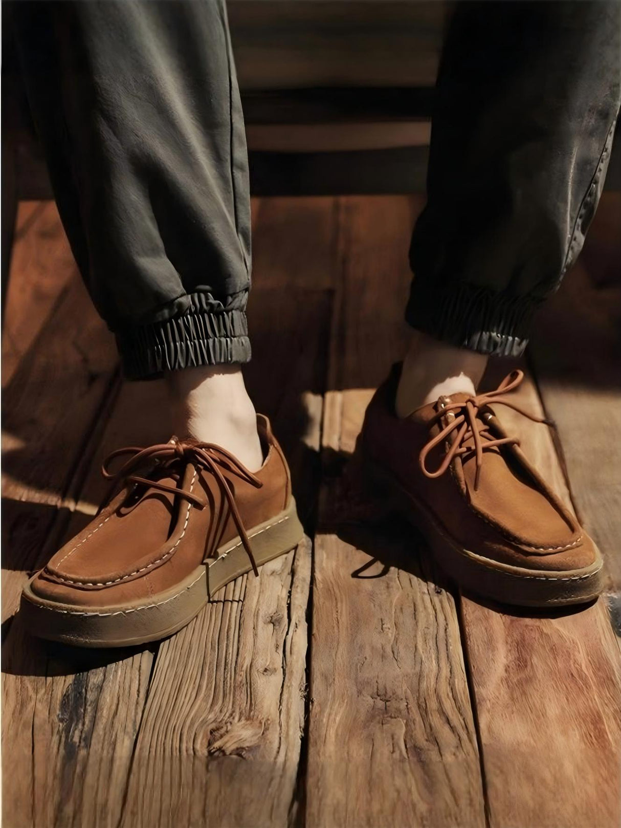 Outdoor Suede Lace-up Flat Shoes