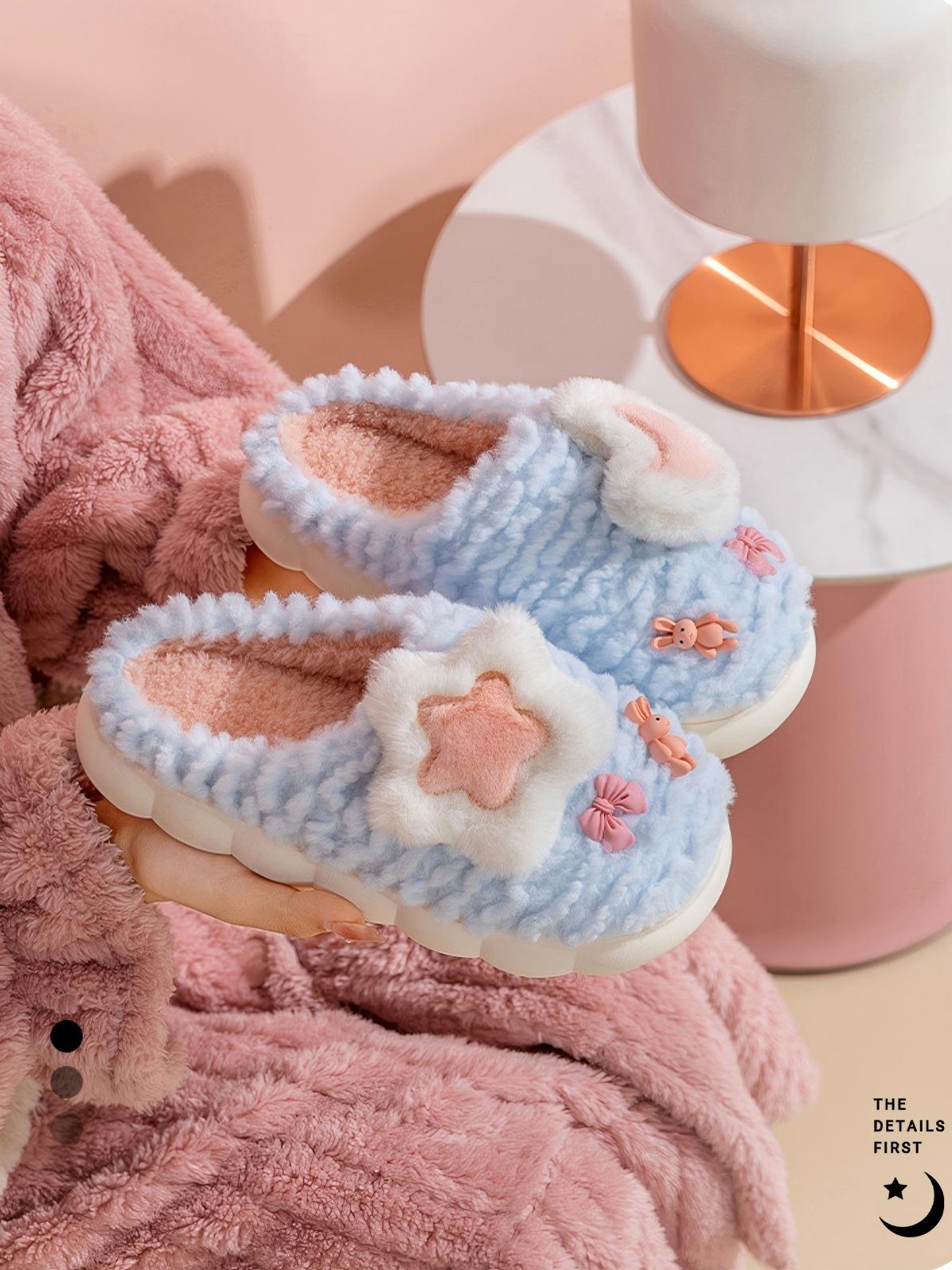 Colorblock Floral Slippers