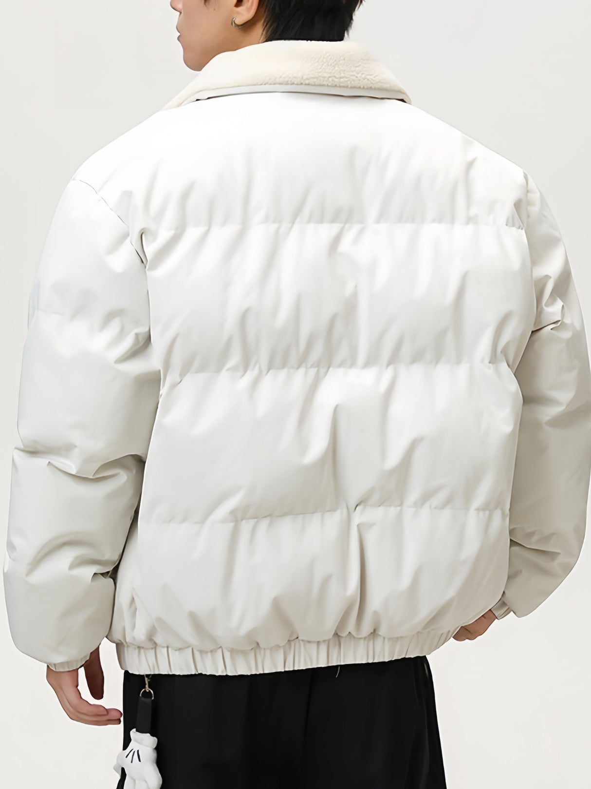 Comfortable And Casual Faux Lambswool Lapel Cotton Coat