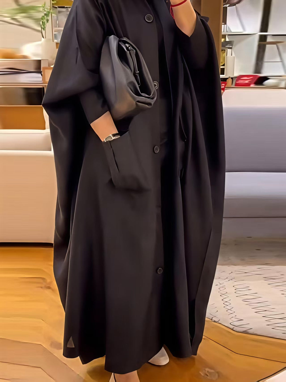 Black Single-breasted Loose Long Trench Coats